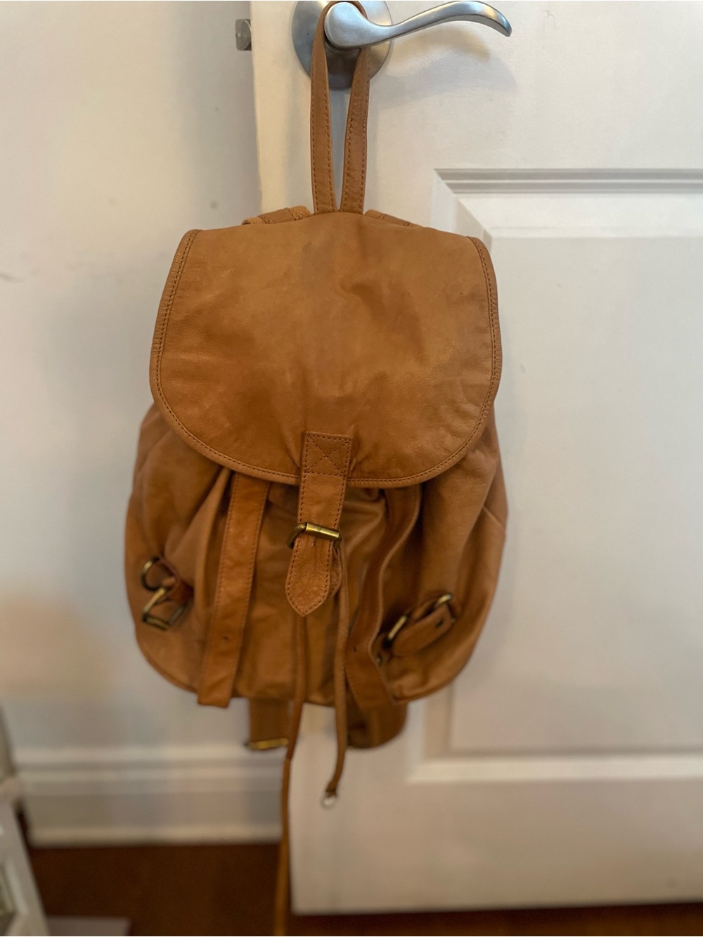 Tan Leather Backpack Purse - Classic Women's Daypack